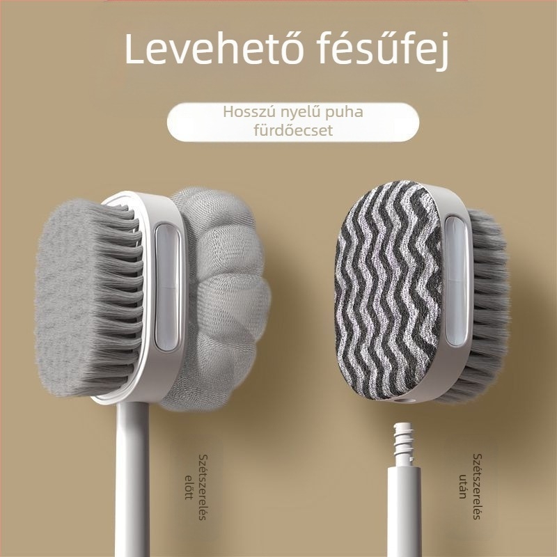 Kivehető, többfunkciós fürdőecset hosszú nyéllel és fürdőlabdával – műanyag