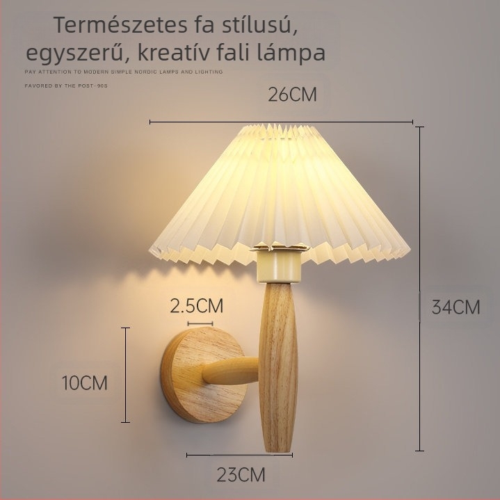 Redőzött tömörfa falikar, skandináv stílus, meleg fény, japán Wabi-Sabi retro