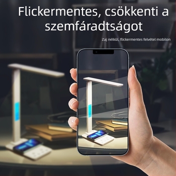 Összecsukható USB-s tápellátású asztali lámpa, 15W vezeték nélküli töltéssel, modern minimalist tanuló fény, érintéses kapcsoló, intelligens világítás