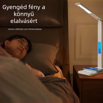 Összecsukható USB-s tápellátású asztali lámpa, 15W vezeték nélküli töltéssel, modern minimalist tanuló fény, érintéses kapcsoló, intelligens világítás