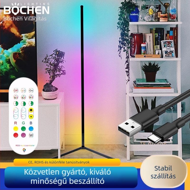 RGB Szimfónia saroklámpa (BC-QJD-02 modell, 6W, 81×5050 LED, Bluetooth távirányító)