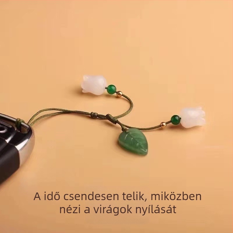 Mobiltelefon zsinór – kézzel készített műanyag medál, uniszex, műanyag kapocs