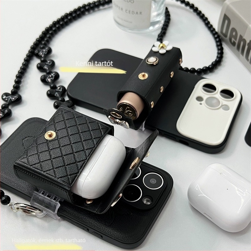 Mobiltelefon-lanyard hátlap-klippel és crossbody pánttal, női stílus, PP zsinór, fém csat