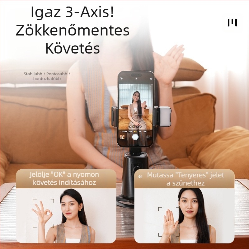 A200 okos követőgimbal AI arcfelismeréssel, panorámás felvétel, beépített töltőfény, telepítés nélkül