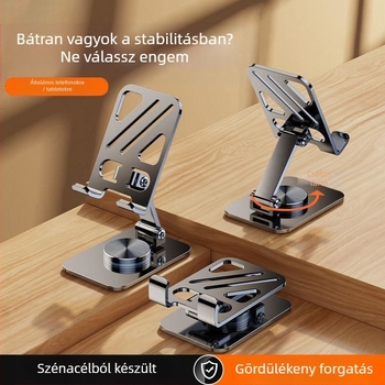 Forgó asztali tartó telefonhoz és tabletához – ötvözetből, univerzális stílus, összecsukható, kompatibilis iPaddal