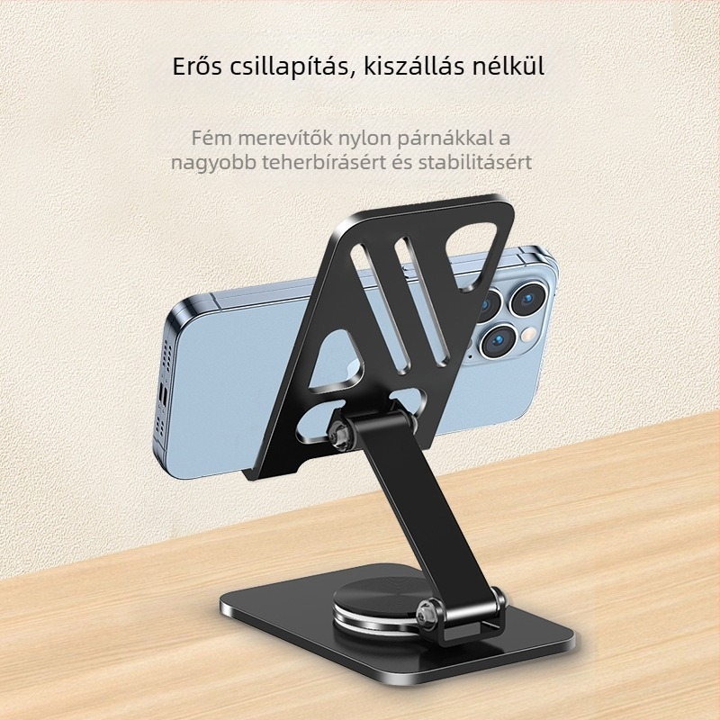 Forgó asztali tartó telefonhoz és tabletához – ötvözetből, univerzális stílus, összecsukható, kompatibilis iPaddal