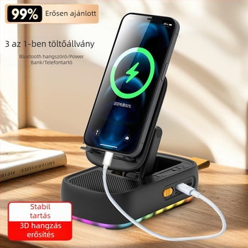 Asztali telefon-tartó Bluetooth hangszóróval, multifunkcionális forgó és összecsukható 3-az-1-ben, hordozható