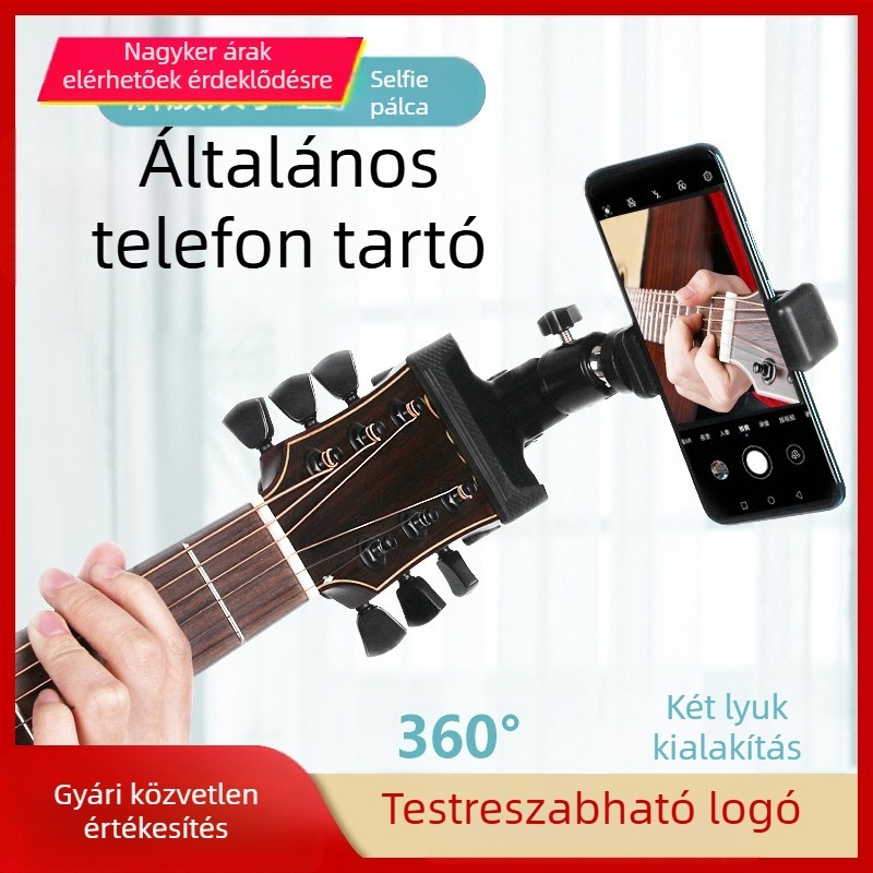 Gitár fejre szerelhető telefon tartó partitúra klippel, univerzális mobiltelefon tartó élő közvetítéshez