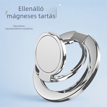 Okostelefon-gyűrűtartó, elektroplatinált mágneses fém, összecsukható és forgó dizájn, Apple-kompatibilis