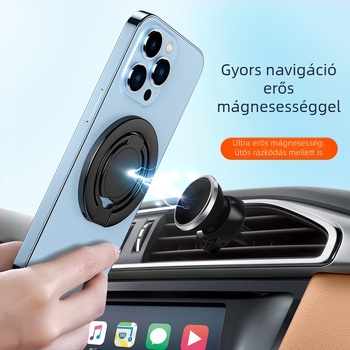 Okostelefon-gyűrűtartó, elektroplatinált mágneses fém, összecsukható és forgó dizájn, Apple-kompatibilis