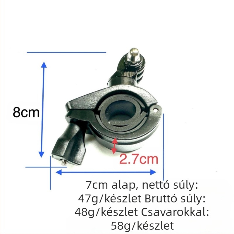 GoPro kamera tartóalkatrész kerékpárra és motorkerékpárra, PC anyag, Medium Overpass, GoPro-kompatibilis, átlátszó zacskóban csomagolva