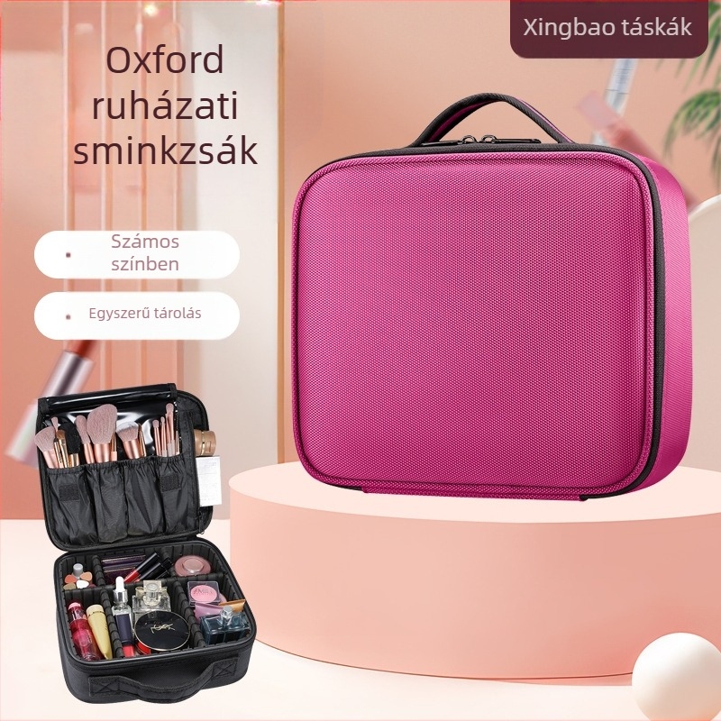 Mini kétszintes sminktáska Oxford anyagból elválasztóval, hordozható uniszex neszesszer