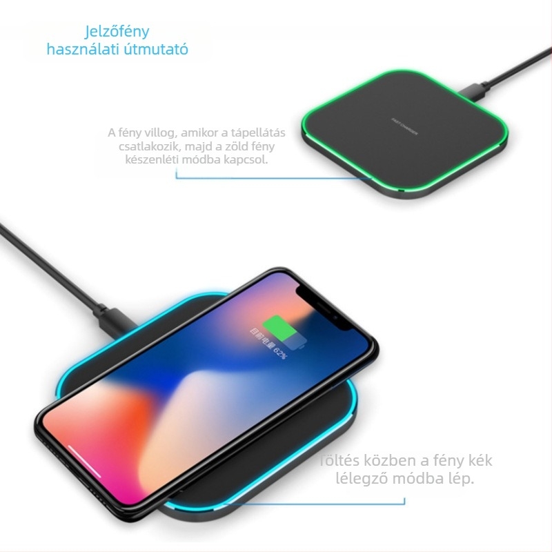 MagSafe vezeték nélküli töltő — négyzet alakú asztali kialakítás, 15W, PD, Type-C, alumíniumötvözet