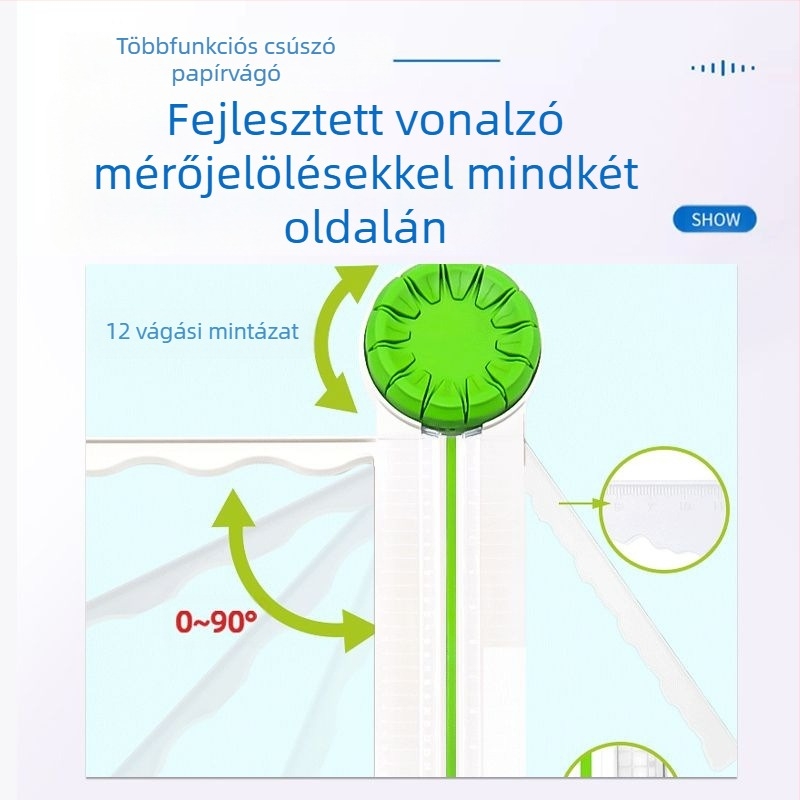 PT-001G 12-in-1 csúszó mini műanyag papírvágó DIY naplóhoz