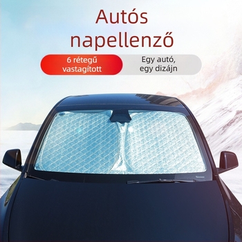 Tesla Model Y és Model 3 első szélvédőjéhez készült hatszintes, megvastagított hőszigetelő napvédő roló