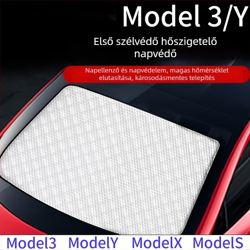 Tesla Model Y és Model 3 első szélvédőjéhez készült hatszintes, megvastagított hőszigetelő napvédő roló