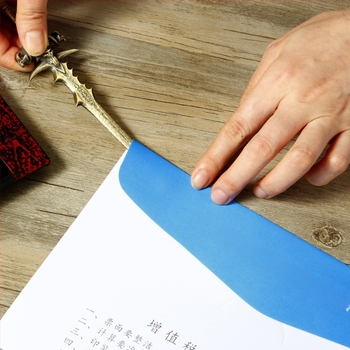 Levélnyitó cink ötvözetből, retro dizájn, hordozható, többfunkciós irodai eszköz levél nyitására és dokumentumok vágására