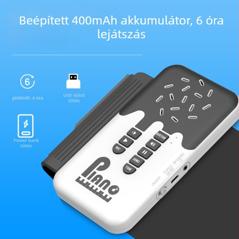 K6 49-nyomógombos hordozható szilikon elektronikus orgona beépített hangszóróval, 32-vozes polifónia, 100 hangszín, újratölthető