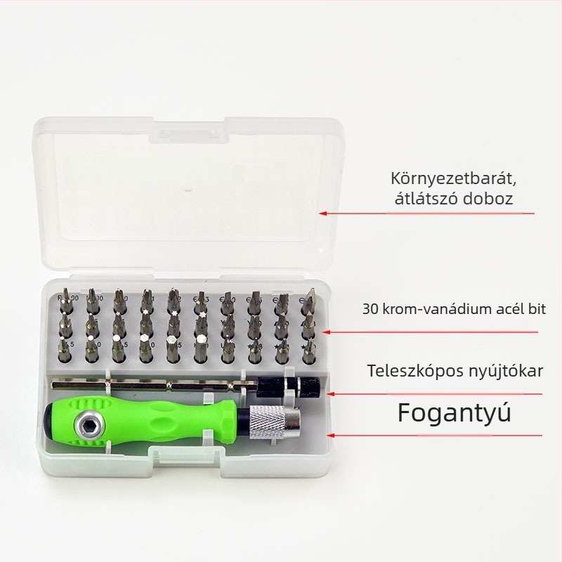Jianuo Hardware 32-in-1 többfunkciós csavarhúzó készlet telekommunikációs karbantartáshoz, króm-vanádium ötvözetű acél