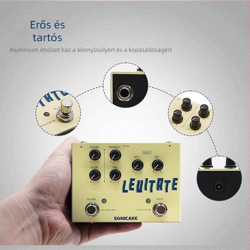 Sonicake elektromos gitár egyetlen effektpedál, QDS modulációval, késleltetéssel és torzítással