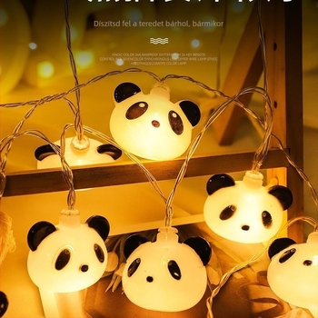 LED panda alakú fényfüzér gyerekszobába, hossz 1,5 m, 10 LED, meleg fény 2000K
