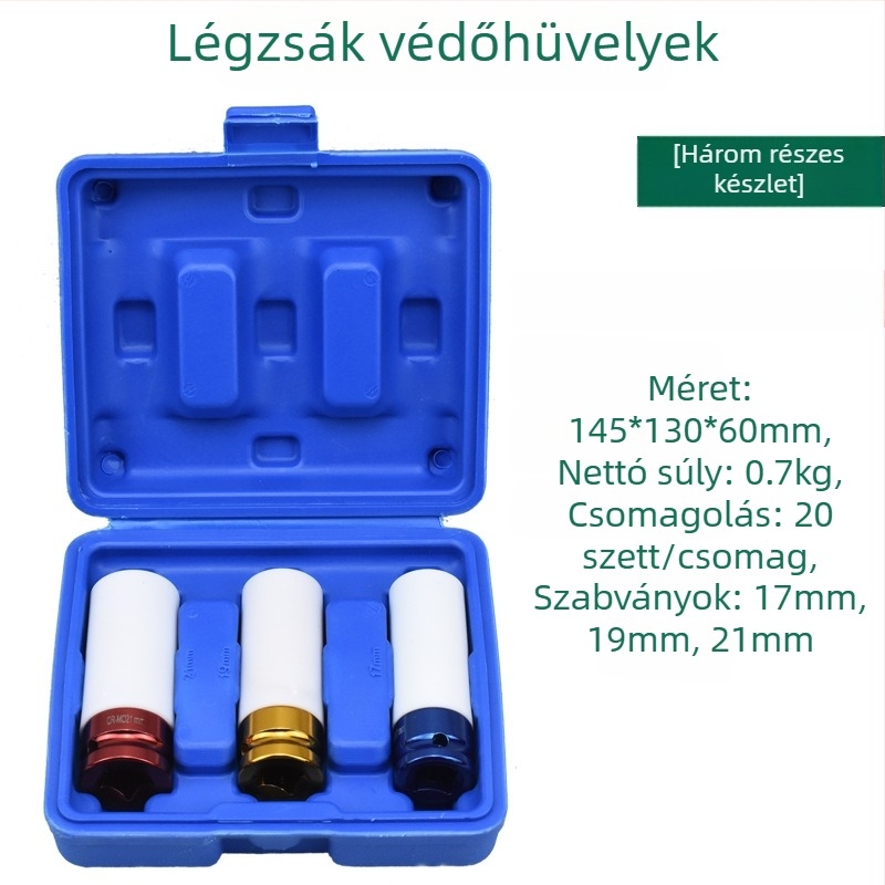 Gumi védő hüvelyek, 3 darabos készlet – metrikus, magas széntartalmú acél, fényes króm bevonat