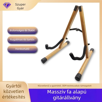  bükkfa gitárállvány, padlón álló, függőleges, összecsukható, típus A, levehető, kifejezetten folk és klasszikus gitárokhoz