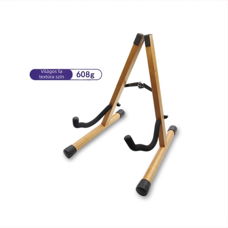  bükkfa gitárállvány, padlón álló, függőleges, összecsukható, típus A, levehető, kifejezetten folk és klasszikus gitárokhoz