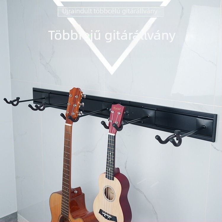 Fali elektromos gitárokhoz való állvány — 5 gitár kapacitás, többfejes kialakítás, kiállítási állvány