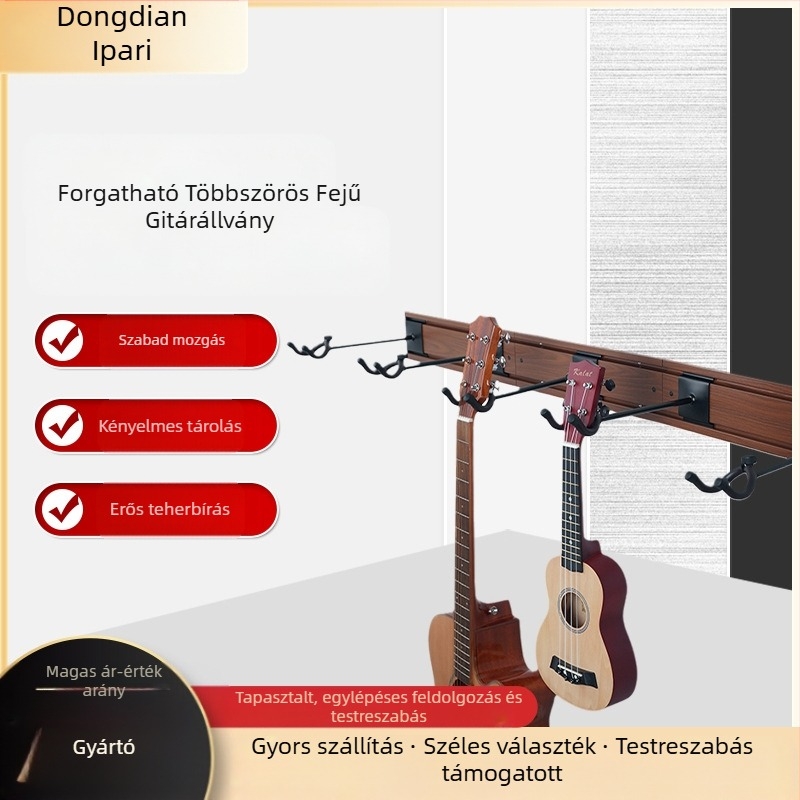 Többfejű gitártartó forgatható, alumíniumötvözetből, kiállítási állvány zeneiskolai tanulmányokhoz és vizsgákhoz