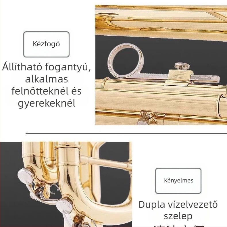 JBTR-300 Down-B trombita, aranyozott felülettel, kezdőknek — rézbrass hangszer iskolai zenekarhoz