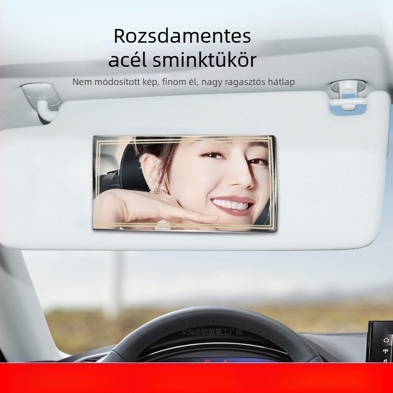 Autó belső kozmetikai tükör, rozsdamentes acél, modell YH-L2351, testreszabható feldolgozás, logó nyomtatás elérhető