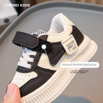 Velcro-s sportcipő gyerekeknek, fehér, 2023 ősz, casual, alacsony szárú, puha gumitalp