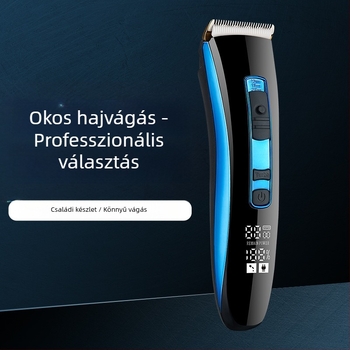 Elektromos hajvágó USB töltéssel, LCD kijelzővel, beépített 1200-2000mAh akkumulátorral, rozsdamentes acél pengékkel, vízálló