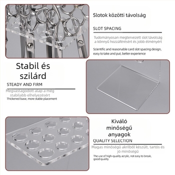 15-lyukú akril olló tartó fodrászati eszközökhöz, tároló
