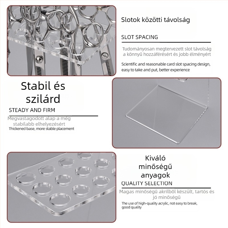 15-lyukú akril olló tartó fodrászati eszközökhöz, tároló