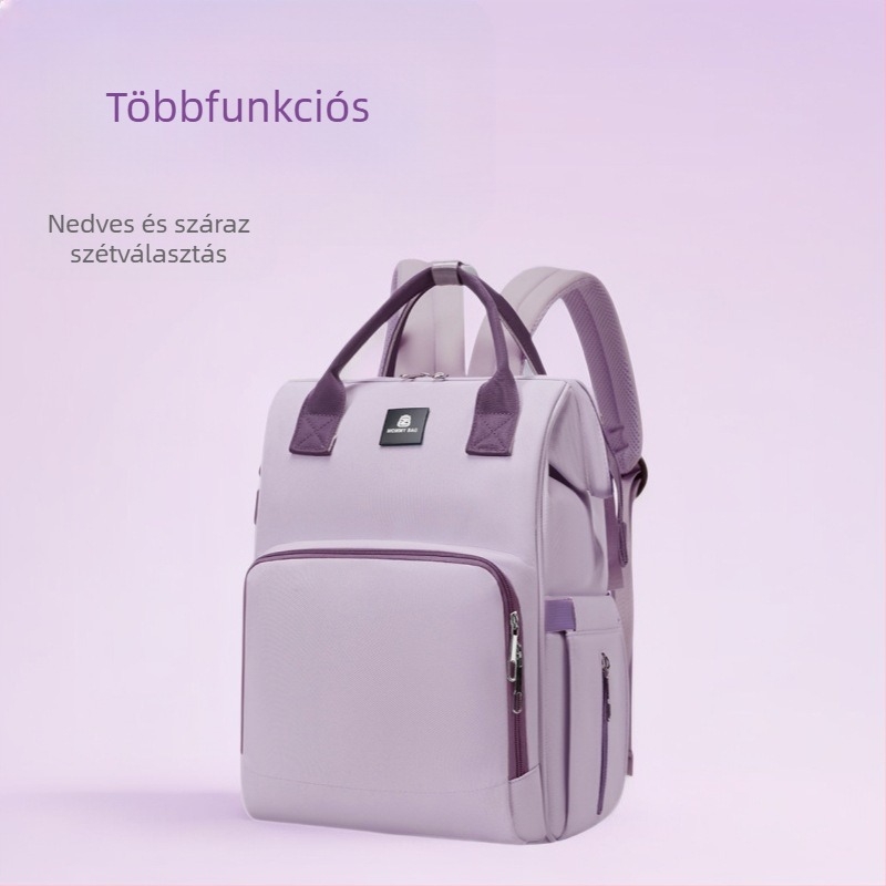 Többfunkciós vízálló baba-mama hátizsák, száraz–nedves elválasztással, könnyű kialakítással