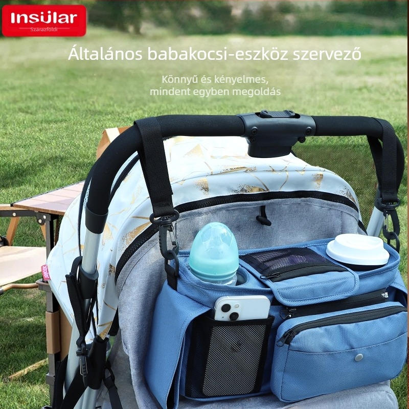 Insular / Inxiuli Babakocsira akasztható táska – vízálló, multifunkcionális babaszerv rendező cumisüveg, pohár és pelenka tárolóval