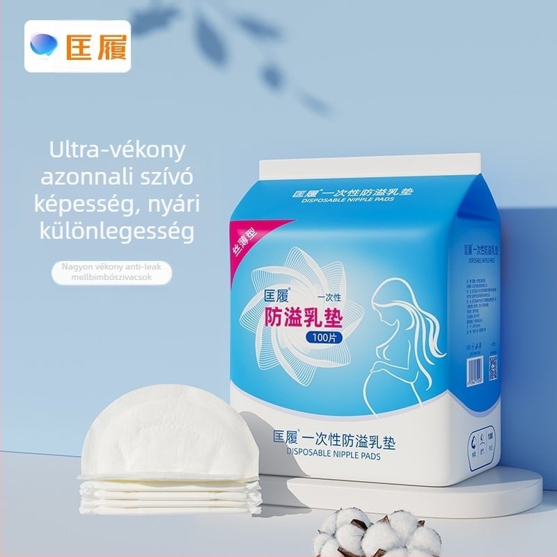 Egyszer használatos szoptatási betét, légáteresztő, szivárgásmentes, szülés utáni időszakra; márka Coumwlv/Couverse; anyag: pamut; 2023 tavaszán debütált.