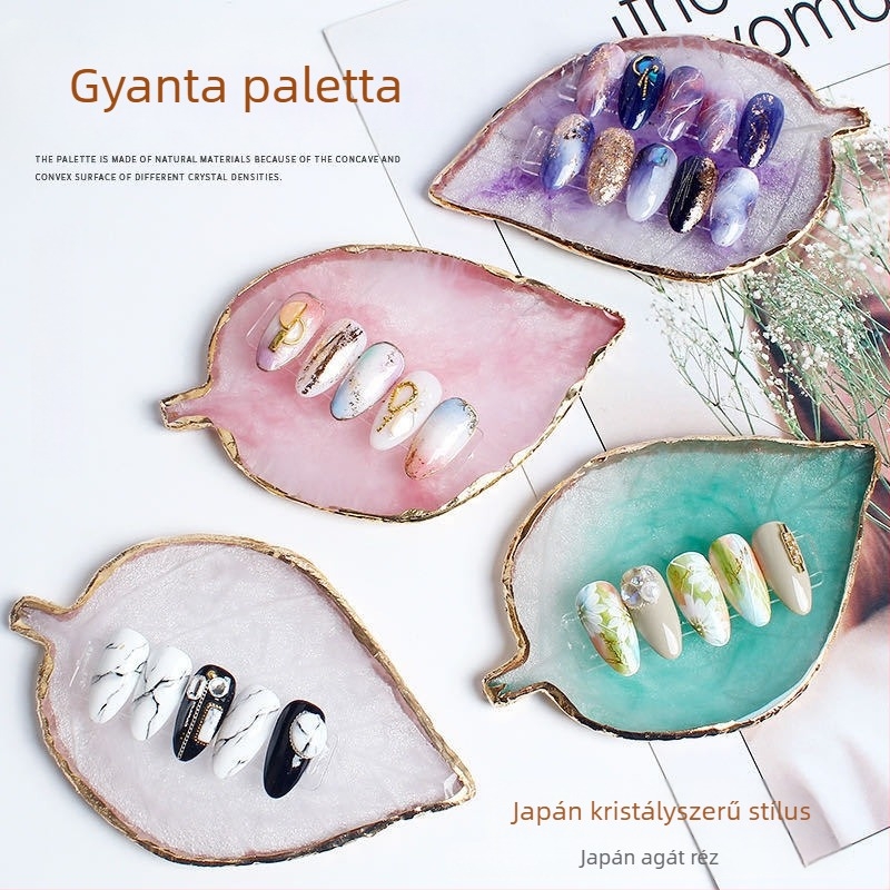 Manikűr bemutató tábla és körömdísz-paletta gyanta-agat szeletekkel, 44 g, modell B147, RQY
