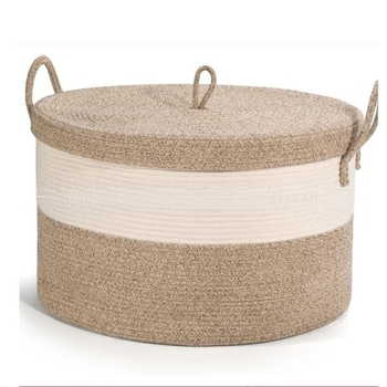 Összecsukható pamutkötélből készült tárolókosár fogantyúval, MSK-01 modell, mosáshoz és otthoni rendszerezéshez