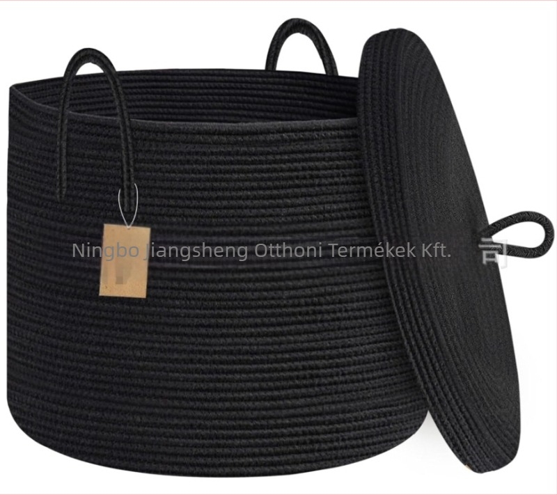 Összecsukható pamutkötélből készült tárolókosár fogantyúval, MSK-01 modell, mosáshoz és otthoni rendszerezéshez
