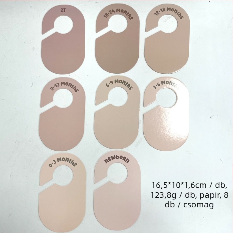 Baba gardrób elválasztók 1-24 hónapos korosztálynak, PVC anyag, UV nyomtatás, 8 lap/set a ruhák rendezéséhez