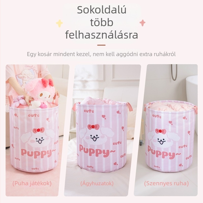 Kör alakú, textilből készült tárolókosár a nappaliba – rajzfilmszerű stílusú, játékok rendszerezője, 0,4 kg