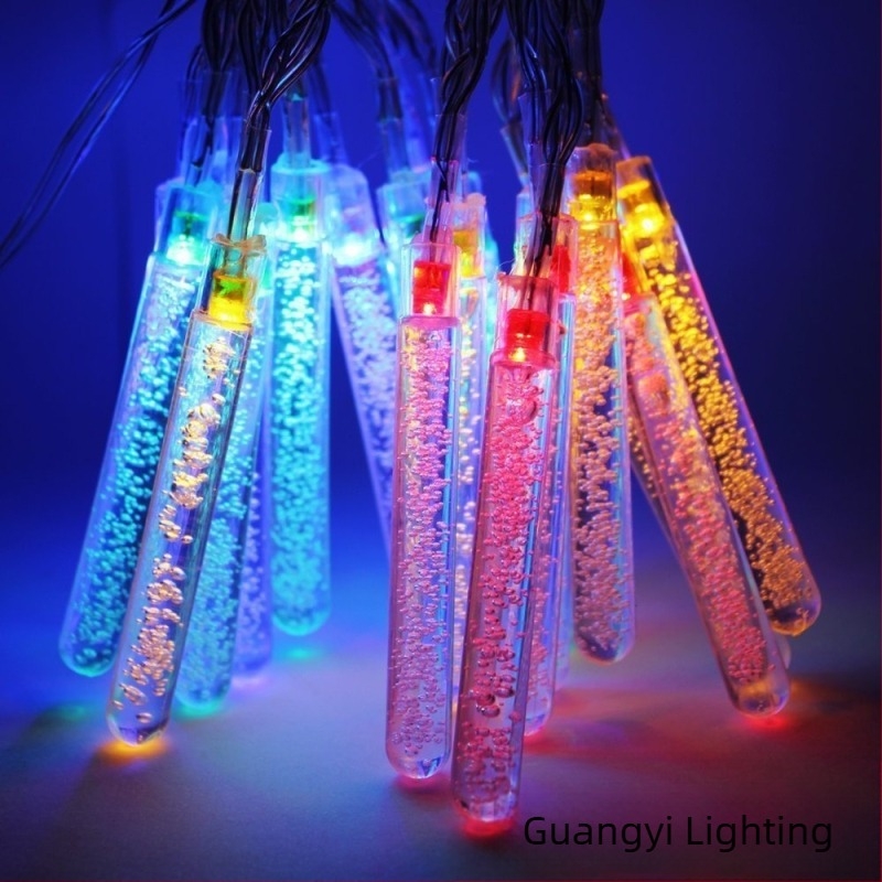 LED buborékos oszlopfények, modell GY-0070, 0.6W, IP65, akkumulátoros, gombos vezérlés, ünnepi díszítéshez ablakra és karácsonyfa