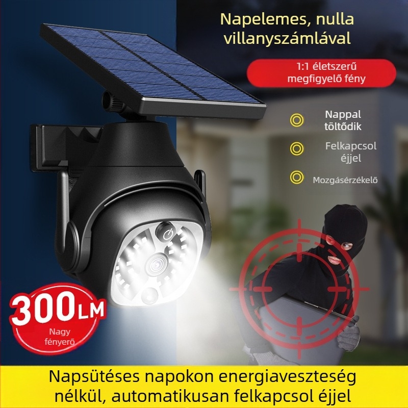 Napelemes kültéri LED lámpa mozgásérzékelővel, IP65, 6W, 5V, modell K23