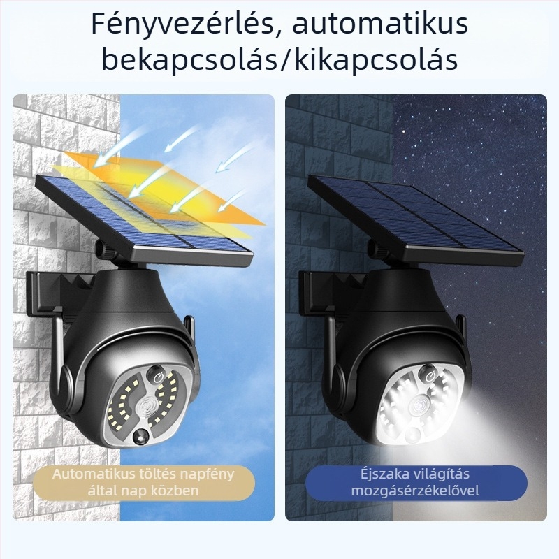 Napelemes kültéri LED lámpa mozgásérzékelővel, IP65, 6W, 5V, modell K23