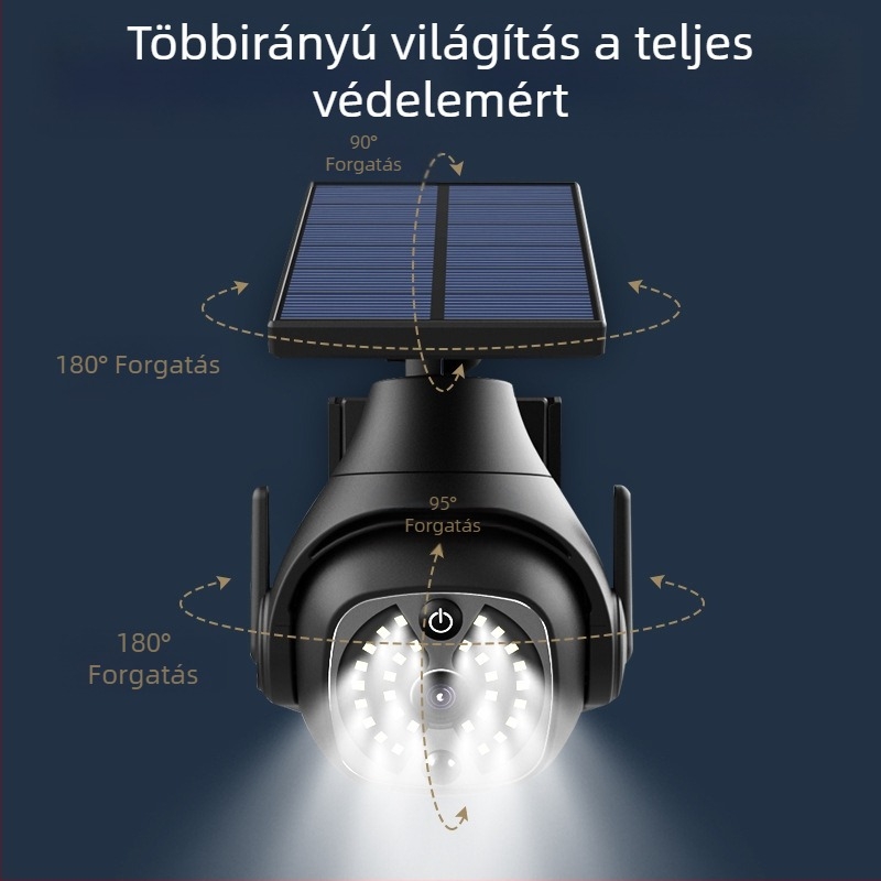Napelemes kültéri LED lámpa mozgásérzékelővel, IP65, 6W, 5V, modell K23