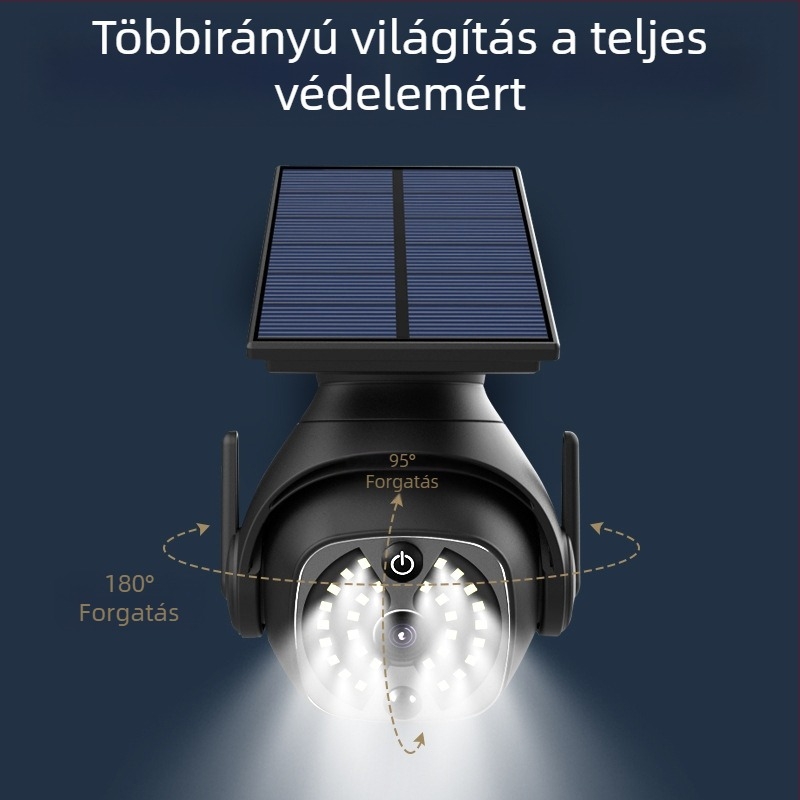 Napelemes kültéri LED lámpa mozgásérzékelővel, IP65, 6W, 5V, modell K23