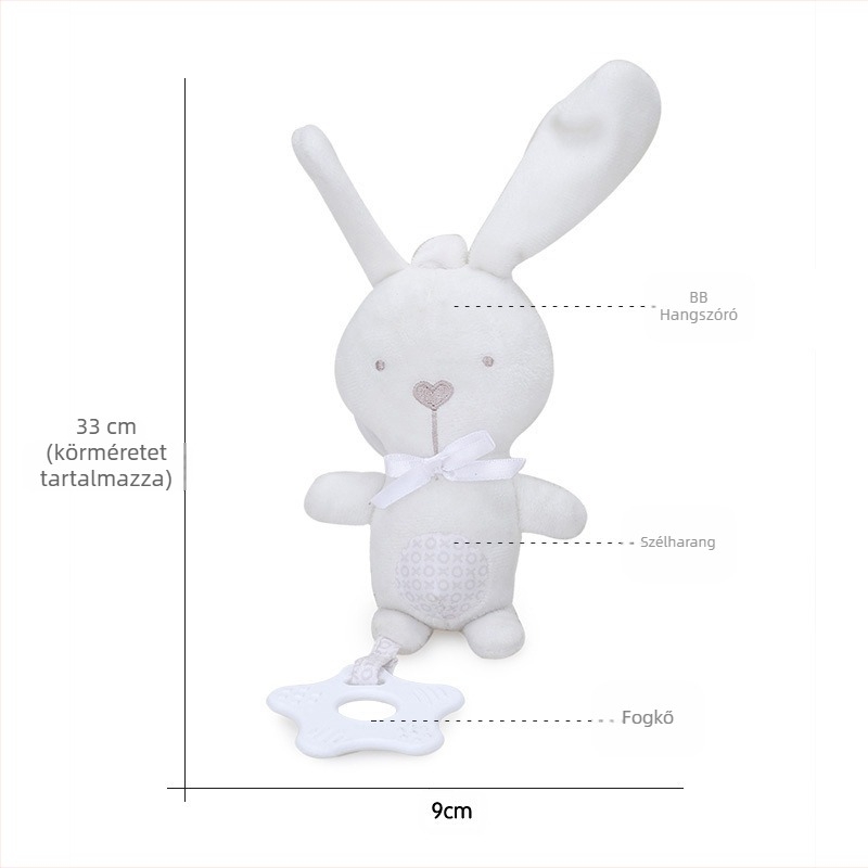 BBSKY plüss bébi fogzásra és harangos lógó játék – állat medál a bölcsőhöz vagy babakocsihoz, 0–3 éveseknek